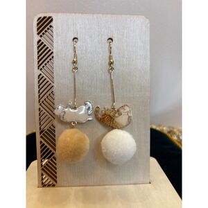 Cute Cat Dangle Earrings with Pom Poms Kawaii Jewelry
Great gift, Christmas, pet